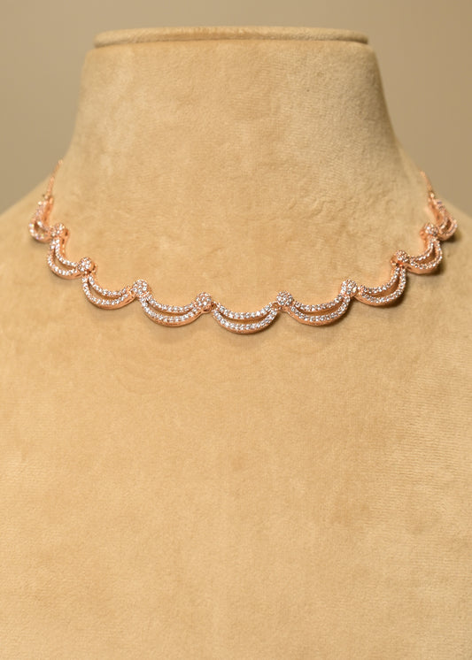 Leher AD Rose Gold Choker Set