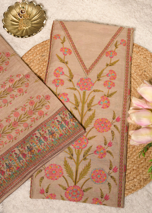 Aranya Brown Cotton Floral Suit Set