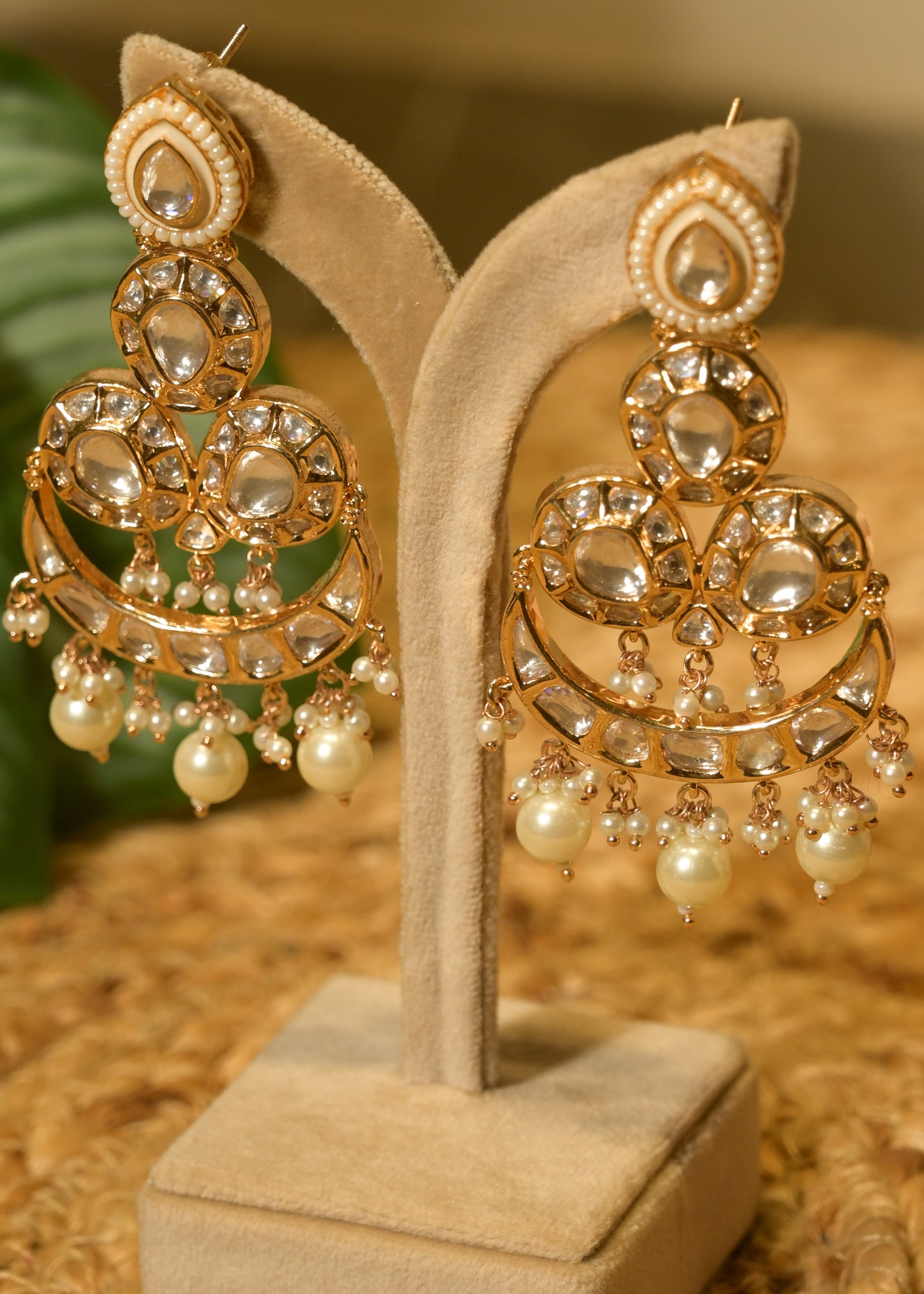 Dastoor Kundan Chandbali Earrings