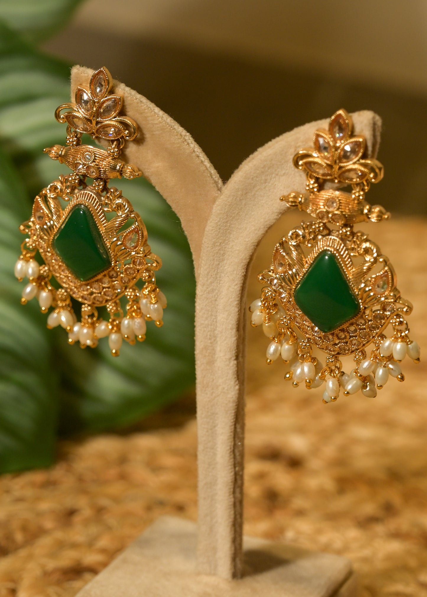Zeenat Panna Jhumka Earrings