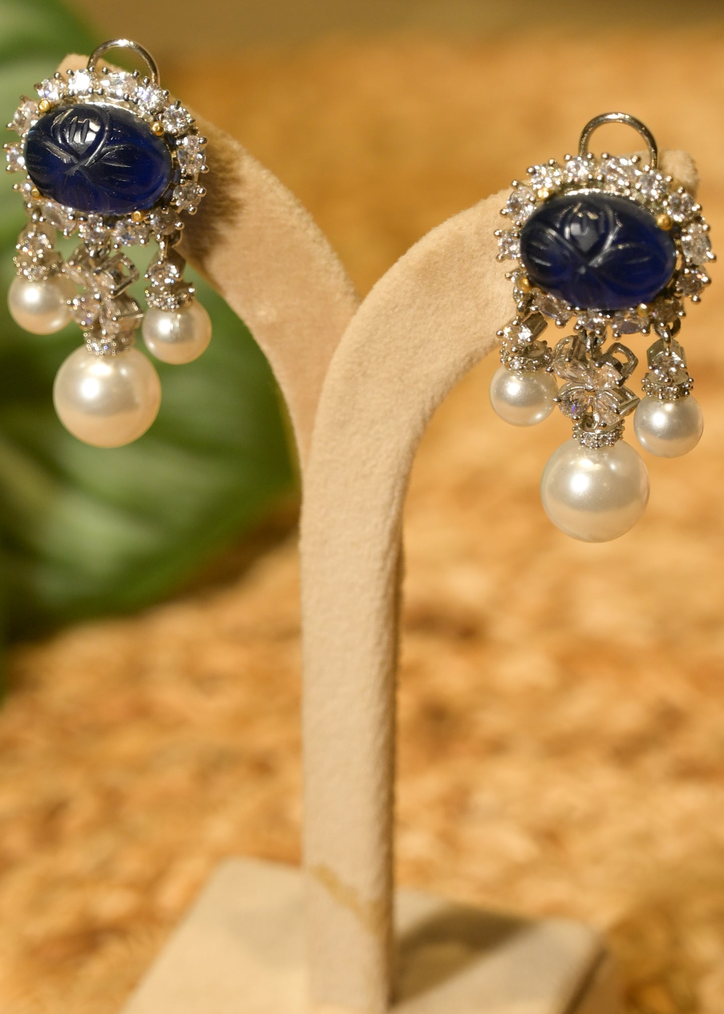 Neel Tara Royal Blue Pearl Drop Earrings