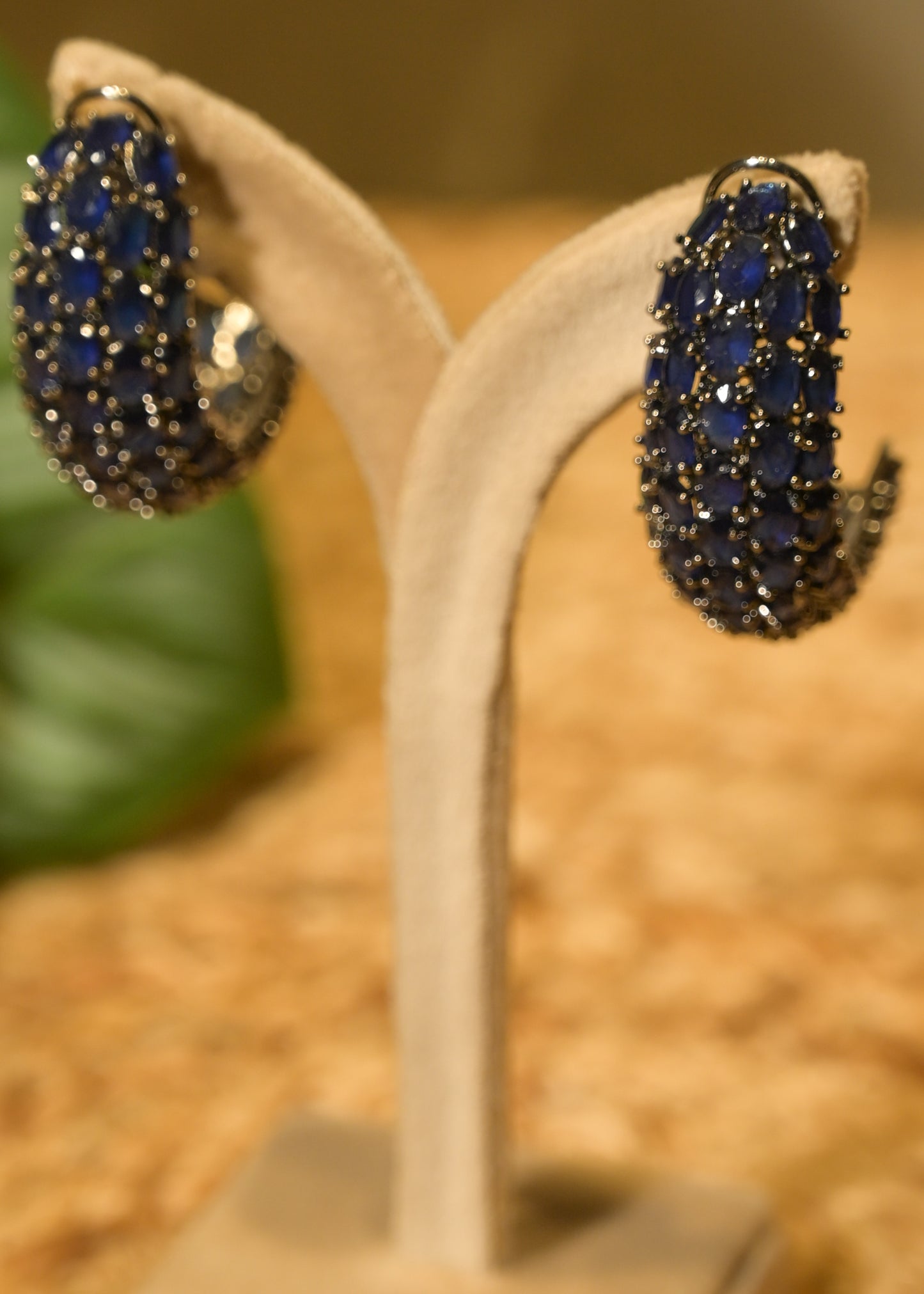 Blue Velvet Luxe Hoops Earrings