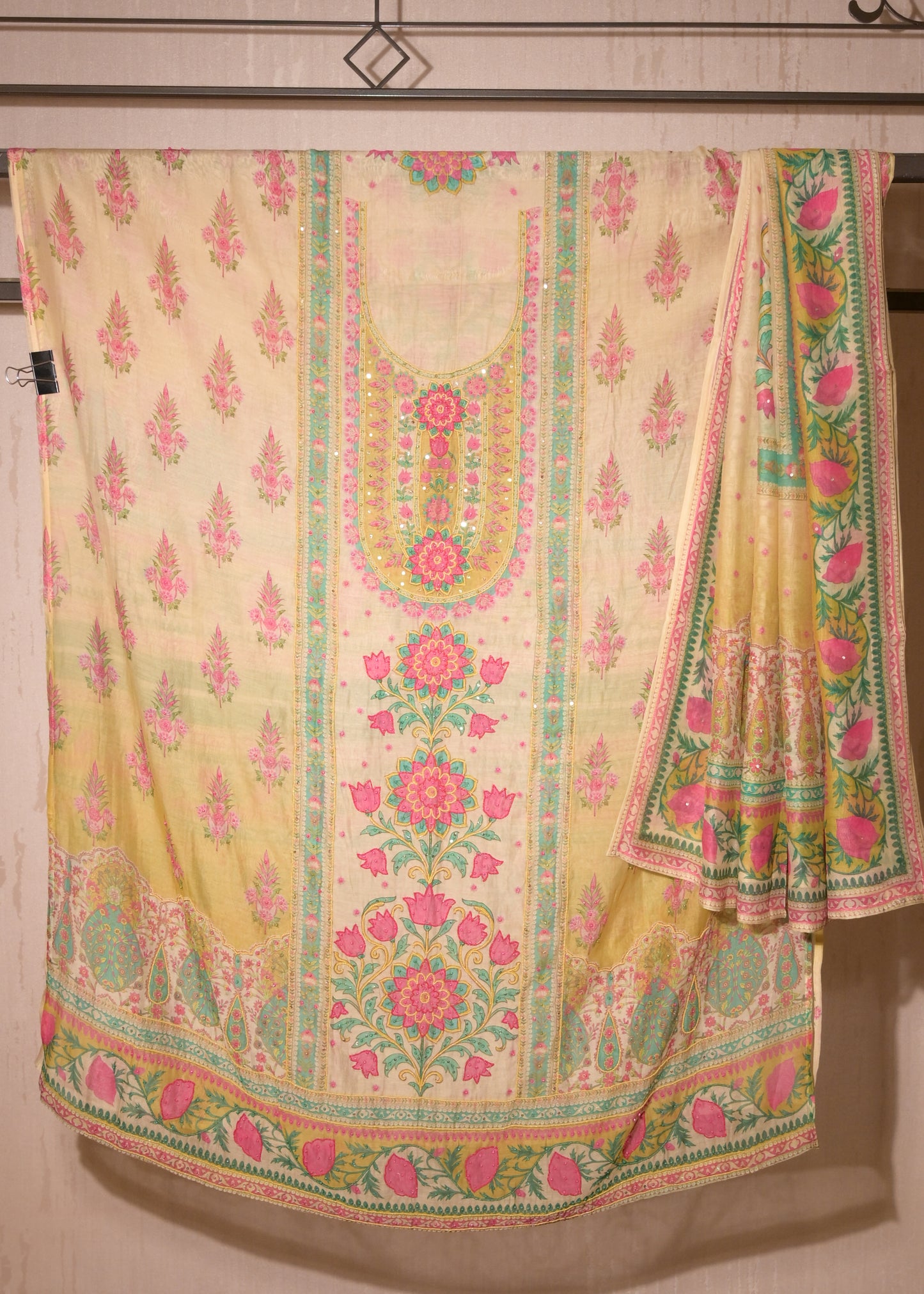 Amber Yellow Cotton Floral Suit Set