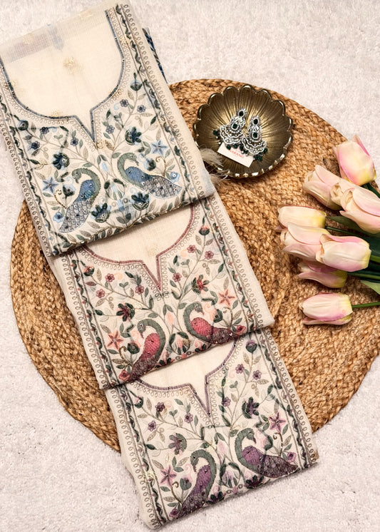 Mayur Pink Unstitched Thread Embroidered Suit Set