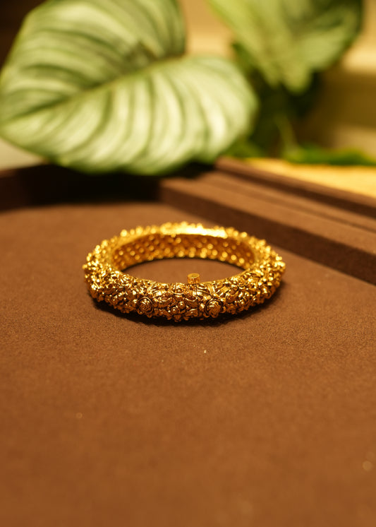 Bahar Sculptural Floral Nakashi Gold Kada Bangle Pair