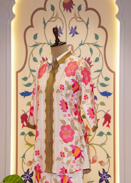 Ivory Crush Cotton Floral Printed Co-ord Set