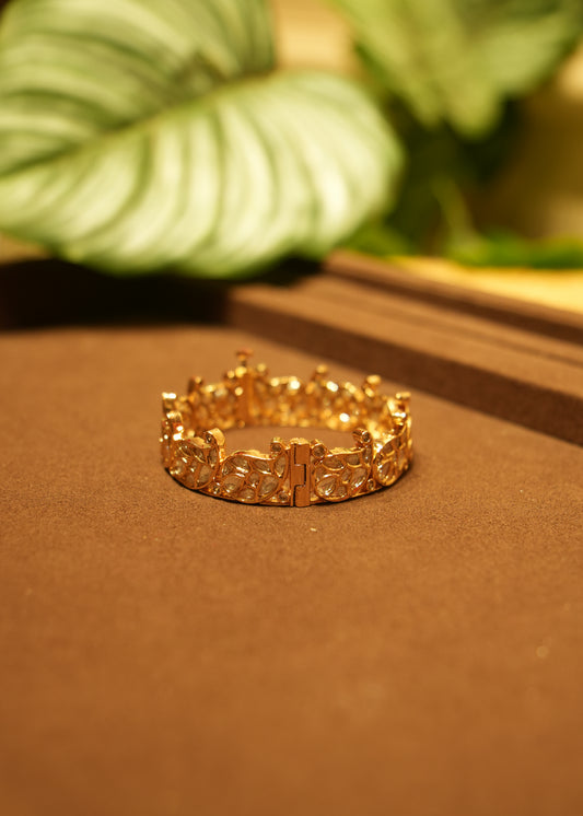 Gulnaz Paisley Polki Gold Kada Bangle Pair
