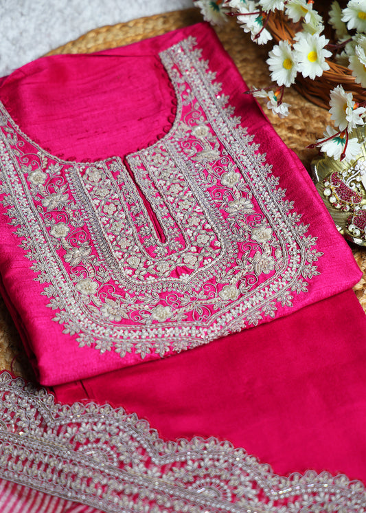 Gulabi Pink Handcrafted Unstitched Suit Set