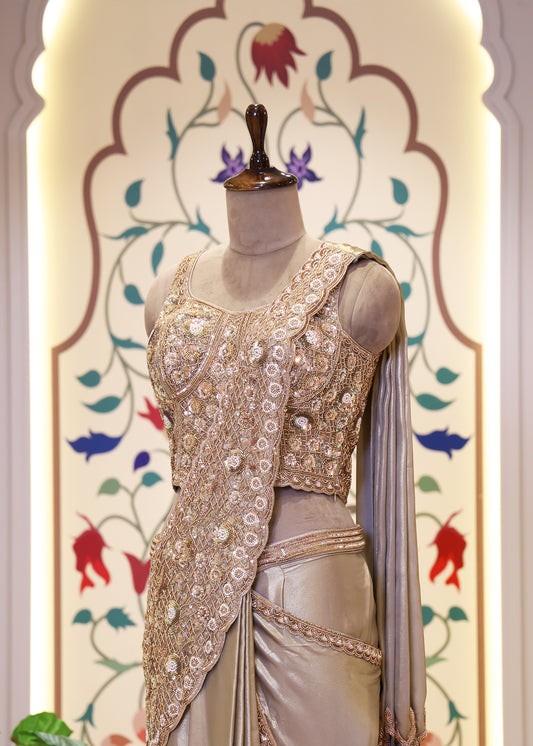 Karishma Corset Bejewelled Pre Drape Saree