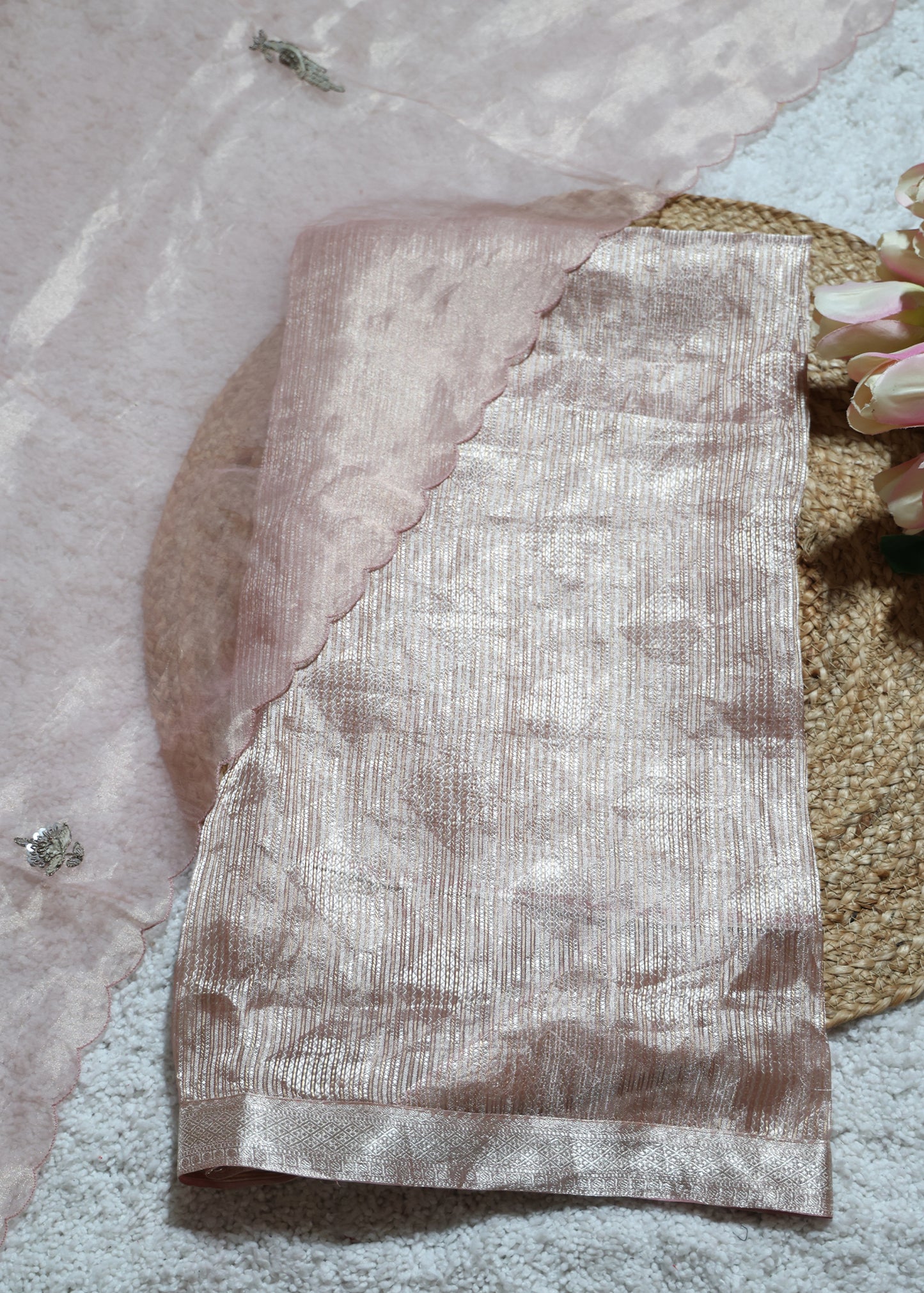 Harman Pastel Zari Handcrafted Tissue Unstitched Suit Set