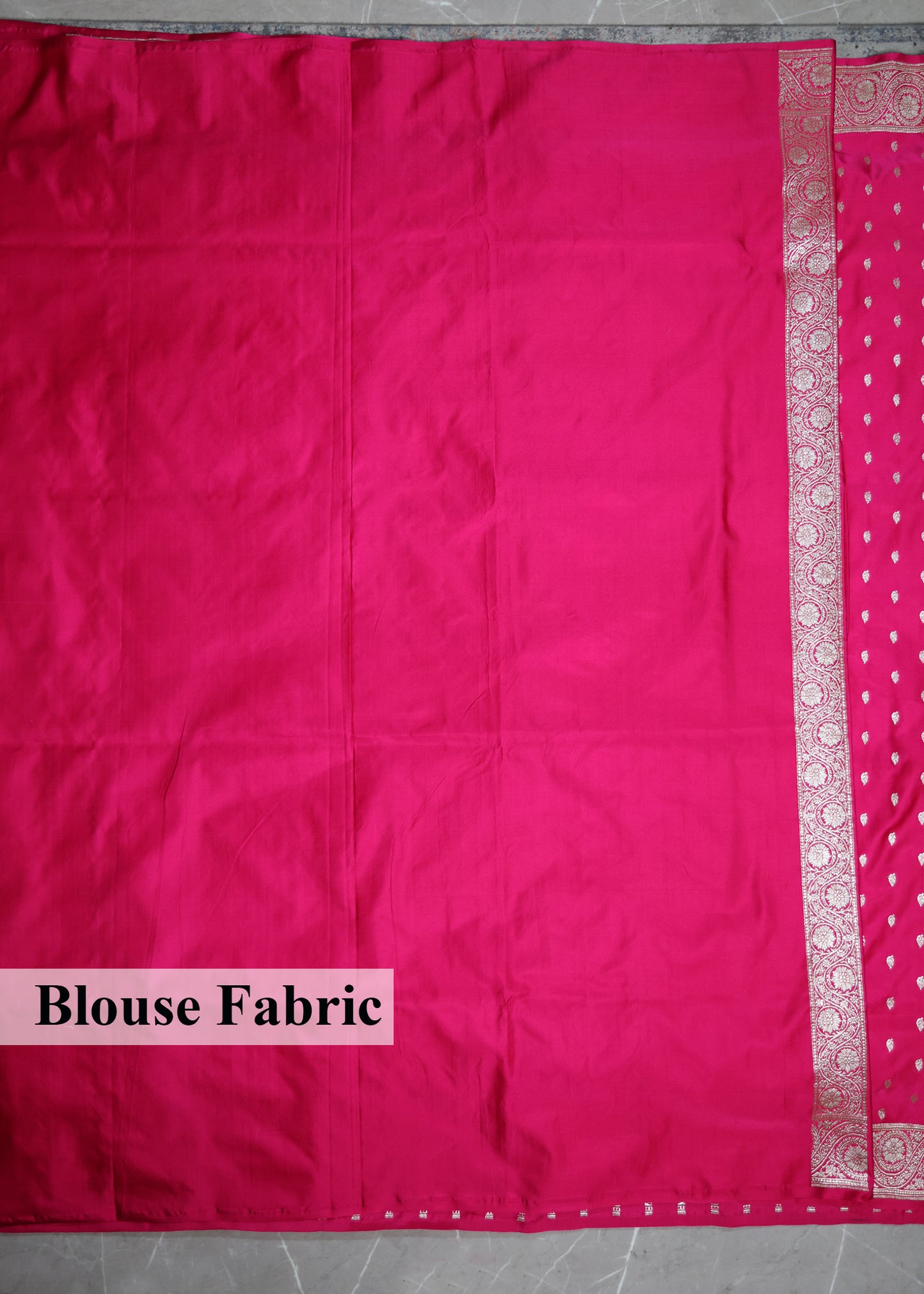 Pink Booti and Zari Border Banarasi Saree with Unstitched Blouse