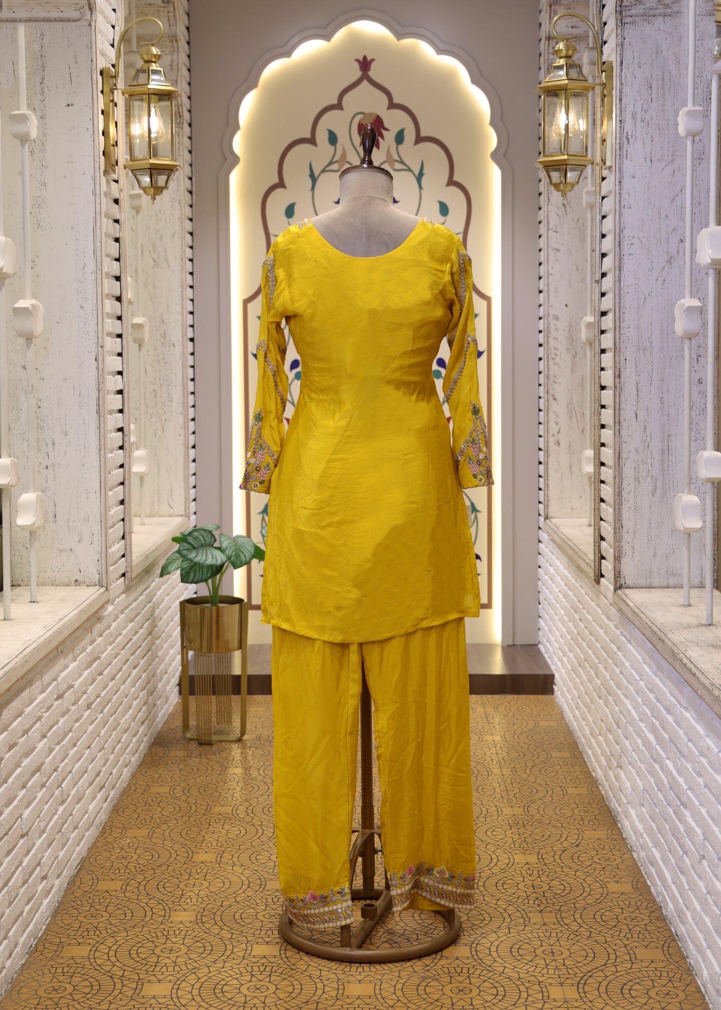 Suhani Yellow Crop Top with Kurti Set