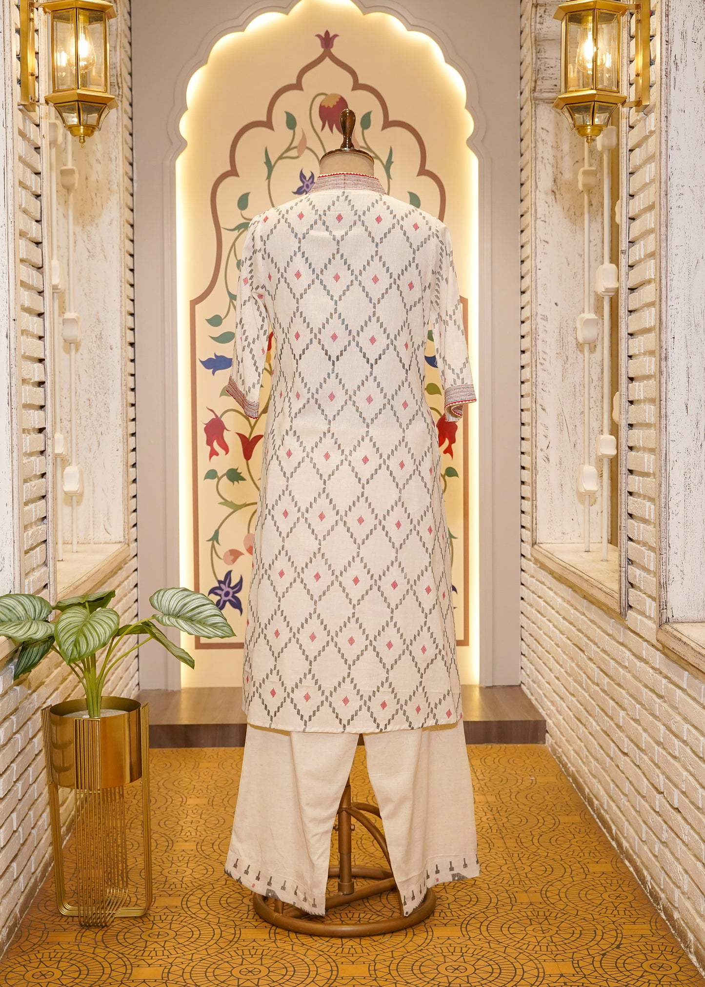 Ivory Cotton Printed Co-ord Set with Pockets