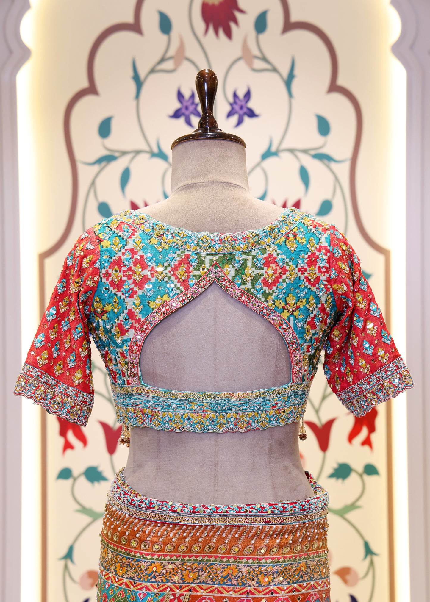 Charvi Firozi Saree with Stitched Blouse