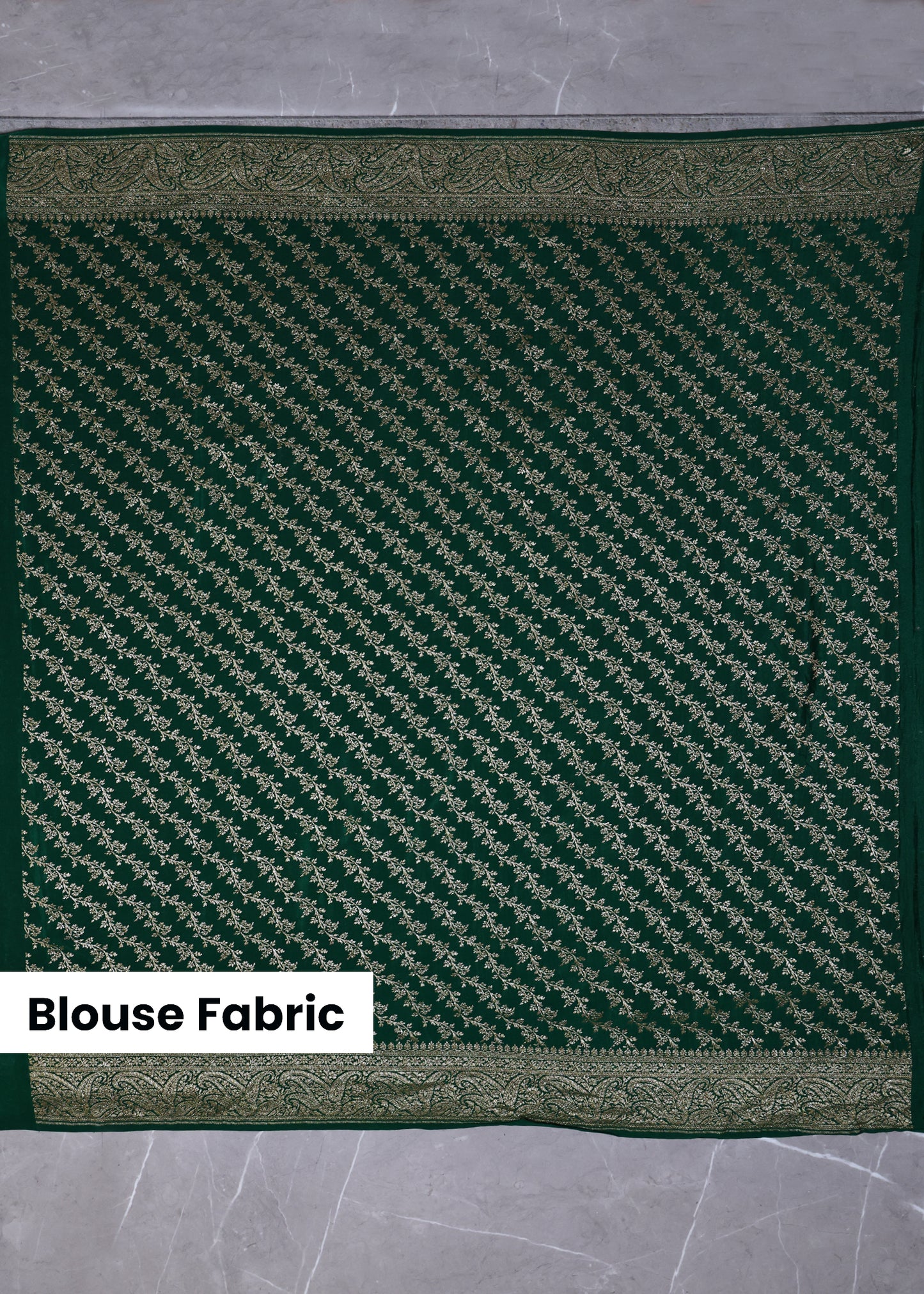 Tarini Green Banarasi Pure Crepe Saree with Unstitched Blouse