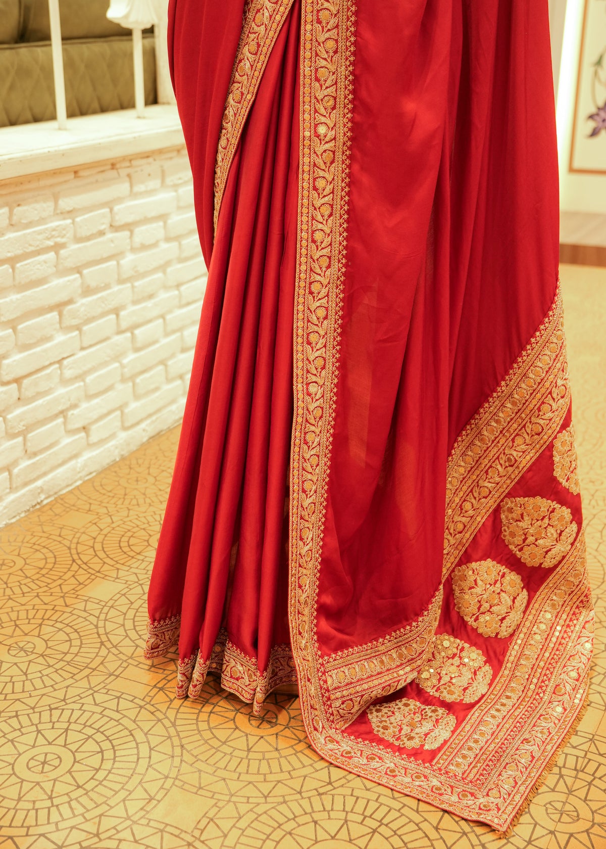 Inaya Maroon Red Silk Embroidered Saree with Stitched Blouse
