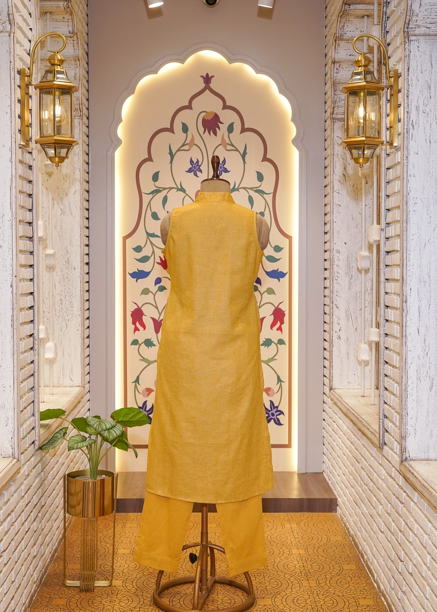 Mustard Yellow Cotton Cut Sleeves Co-ord Set