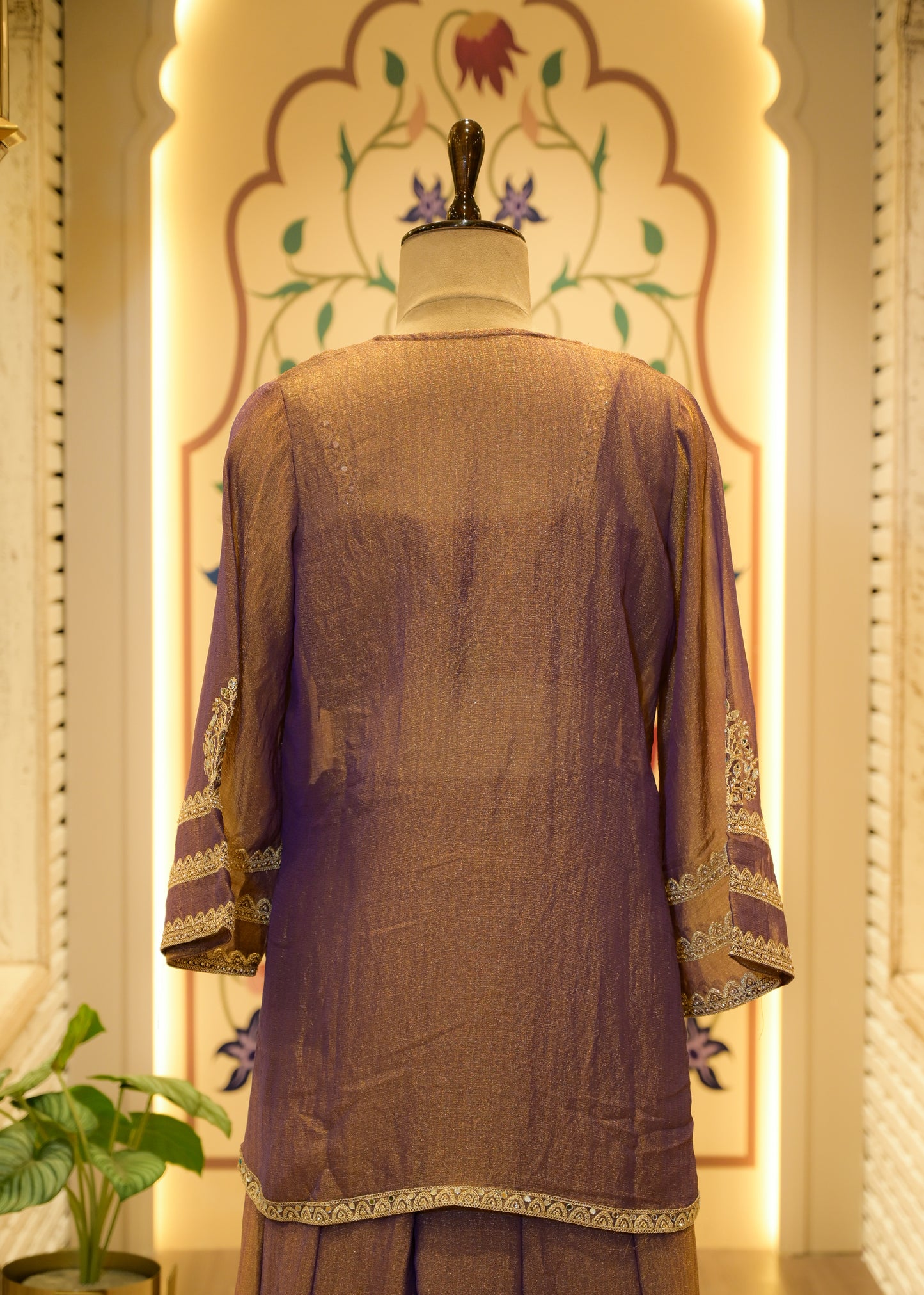 Zehra Lilac Embellished Cape Plazo Set