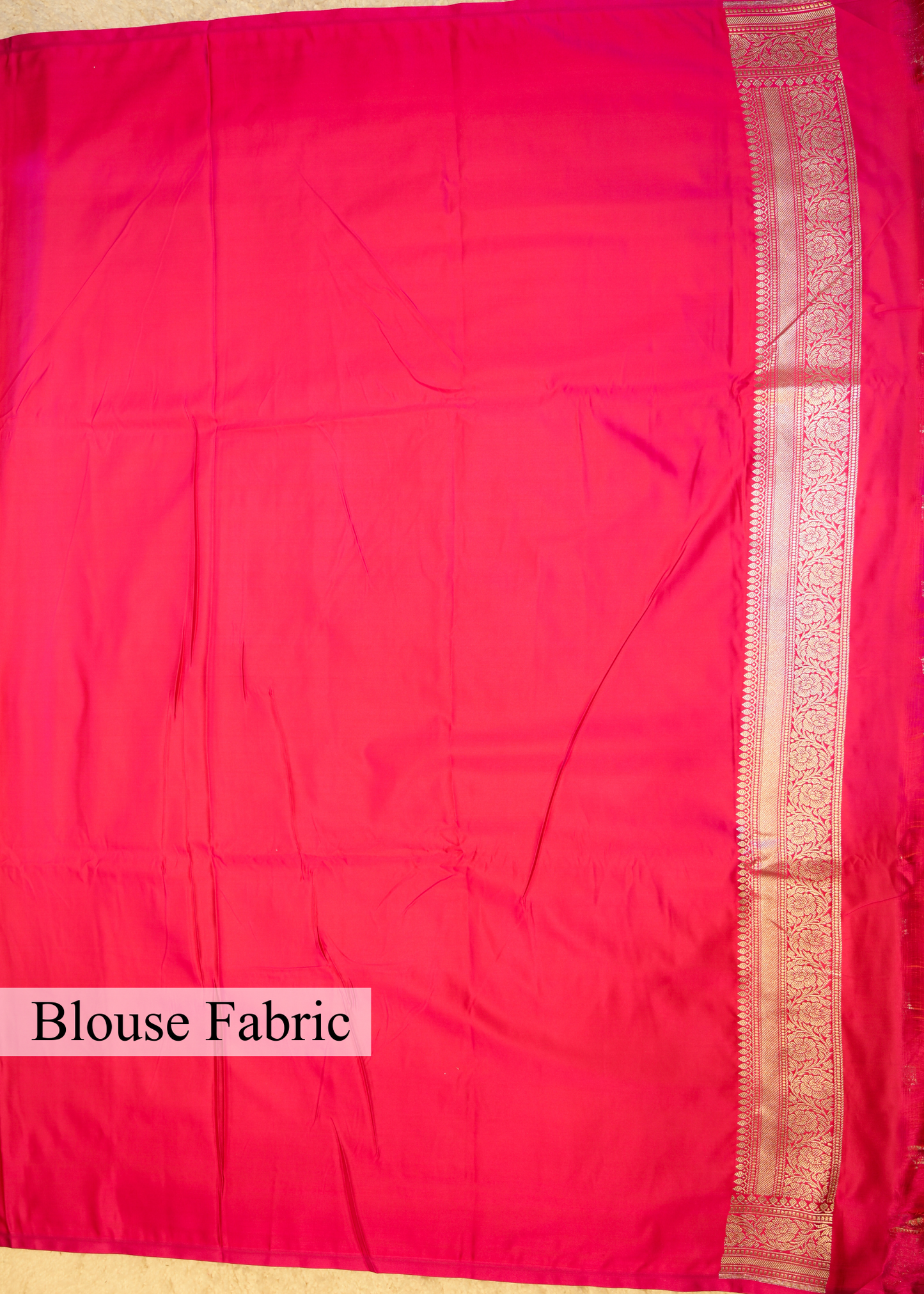 Rani Pink Banarasi Kattan Silk Booti Zari Border with Unstitched Blouse