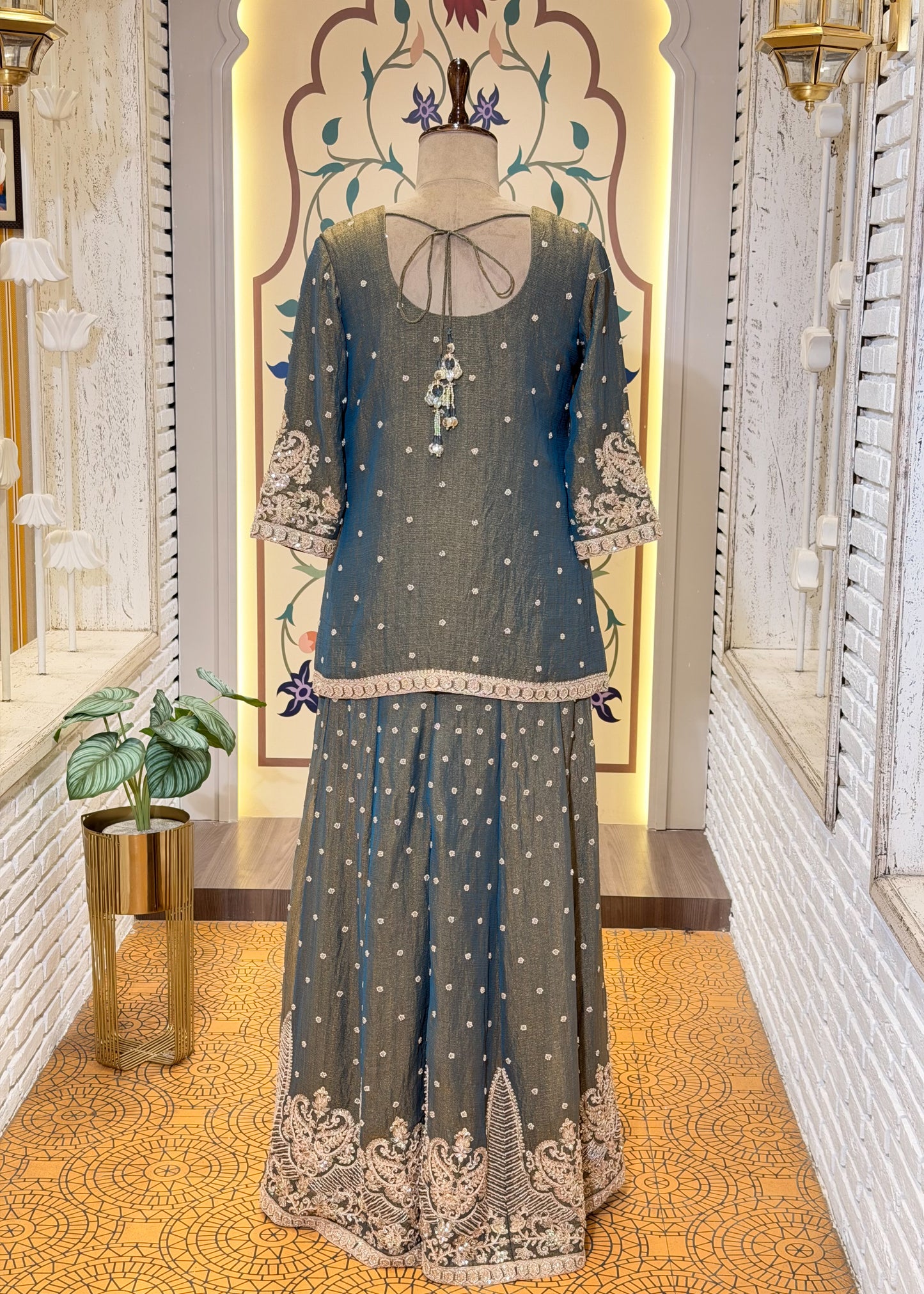 Mehendi Green Party Wear Sharara Suit Set