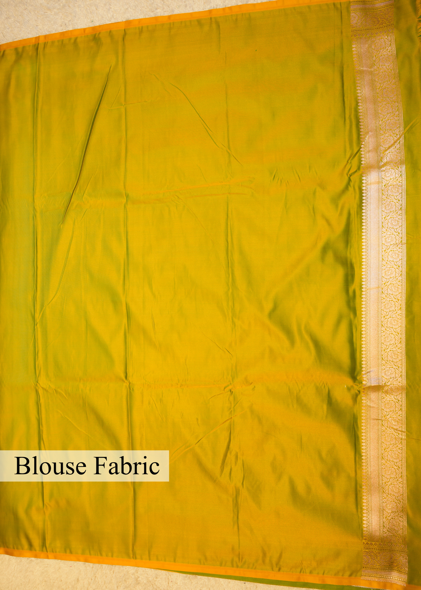 Lime Green Banarasi Kattan Silk Booti Zari Border with Unstitched Blouse