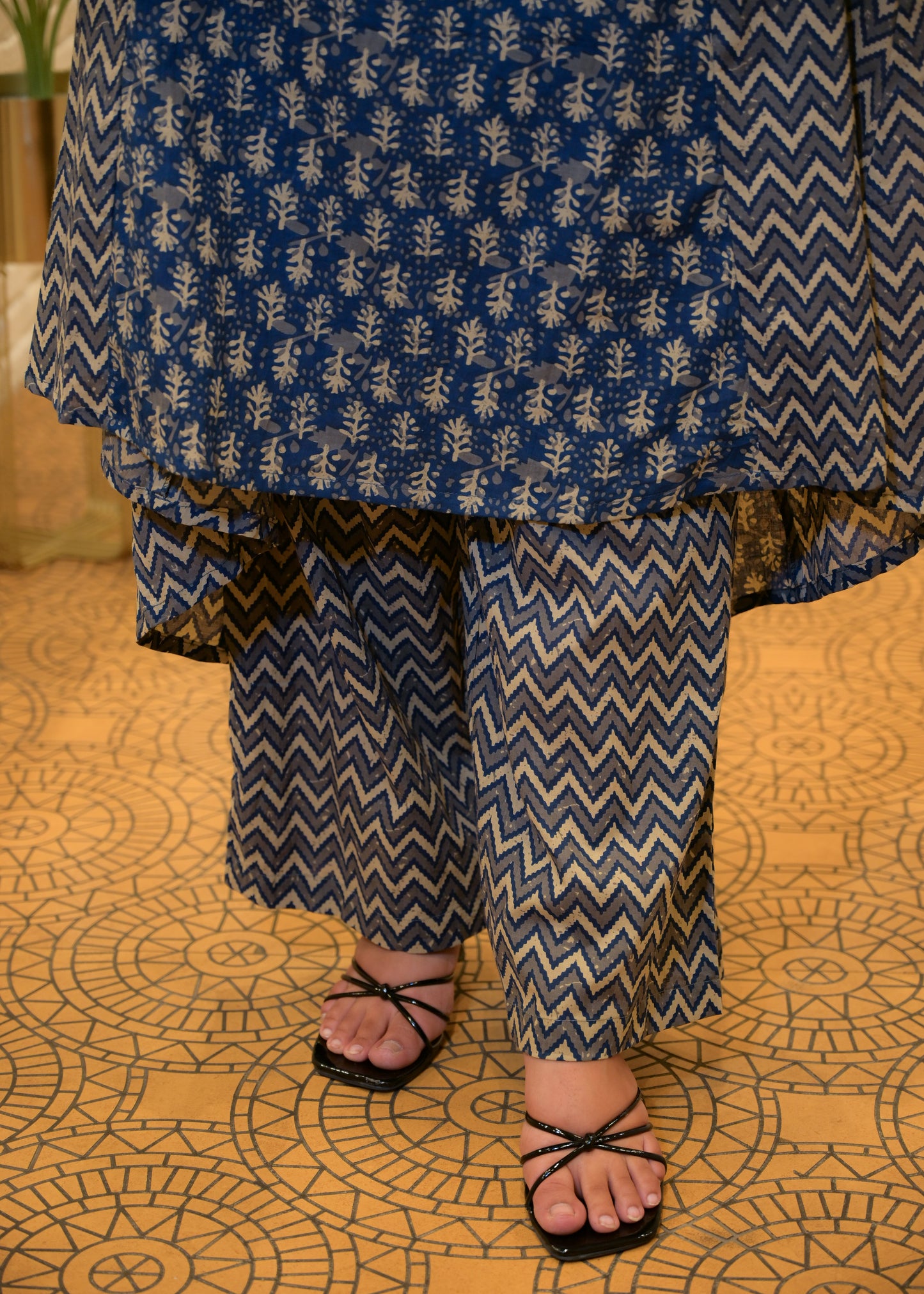 Nilakshi Blue Dabu Cotton Stitched Suit Set