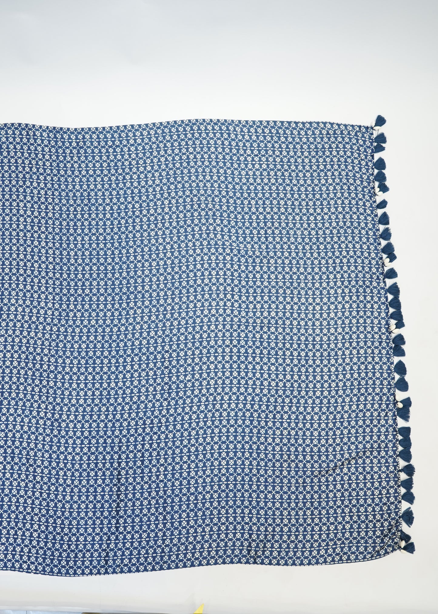 Blue Printed Modal Crepe Saree with Unstitched Blouse