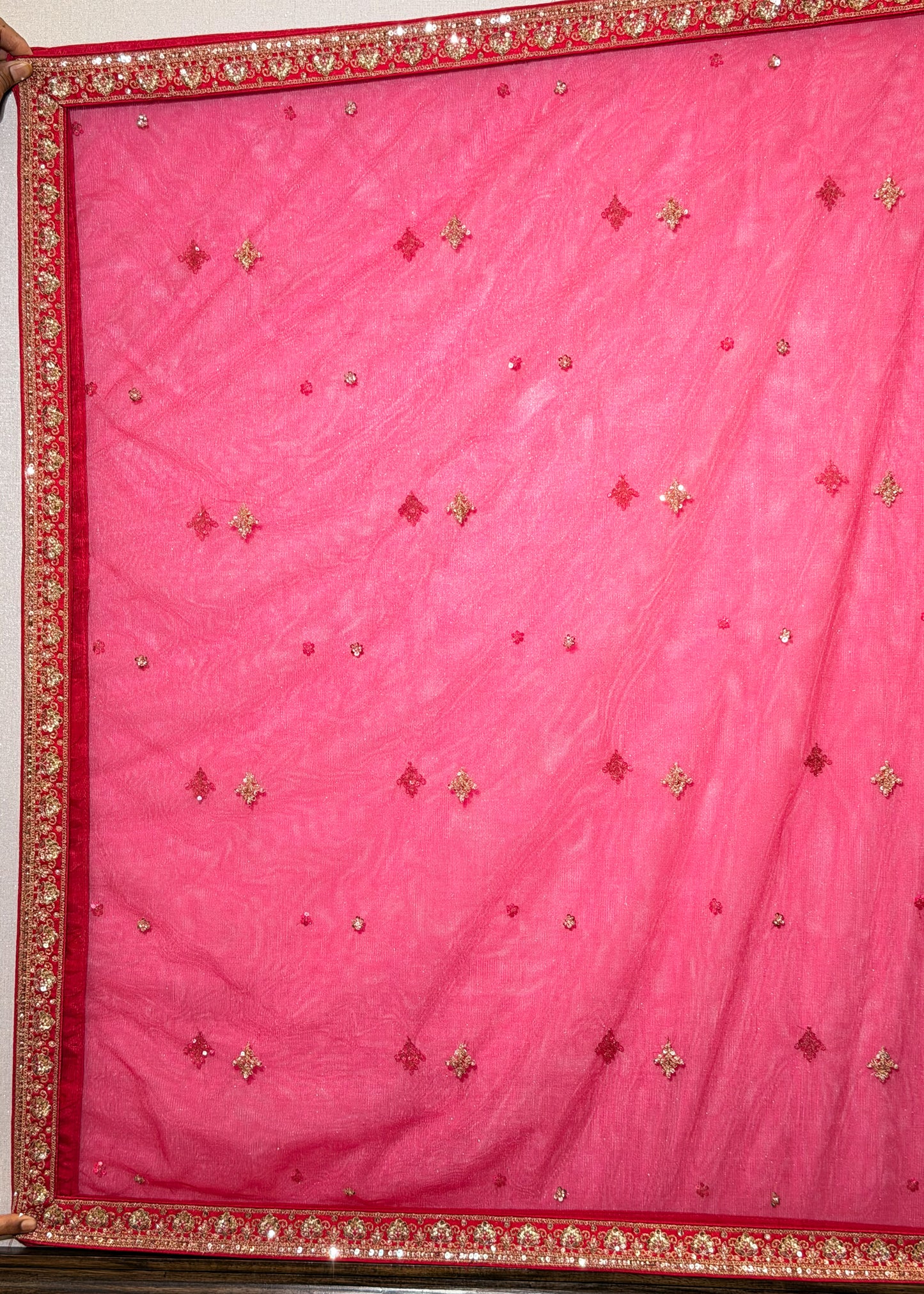 Rani Bead Embroidered Kali Peacock Style Bridal Lehenga with Stitched Blouse & 2 Dupattas