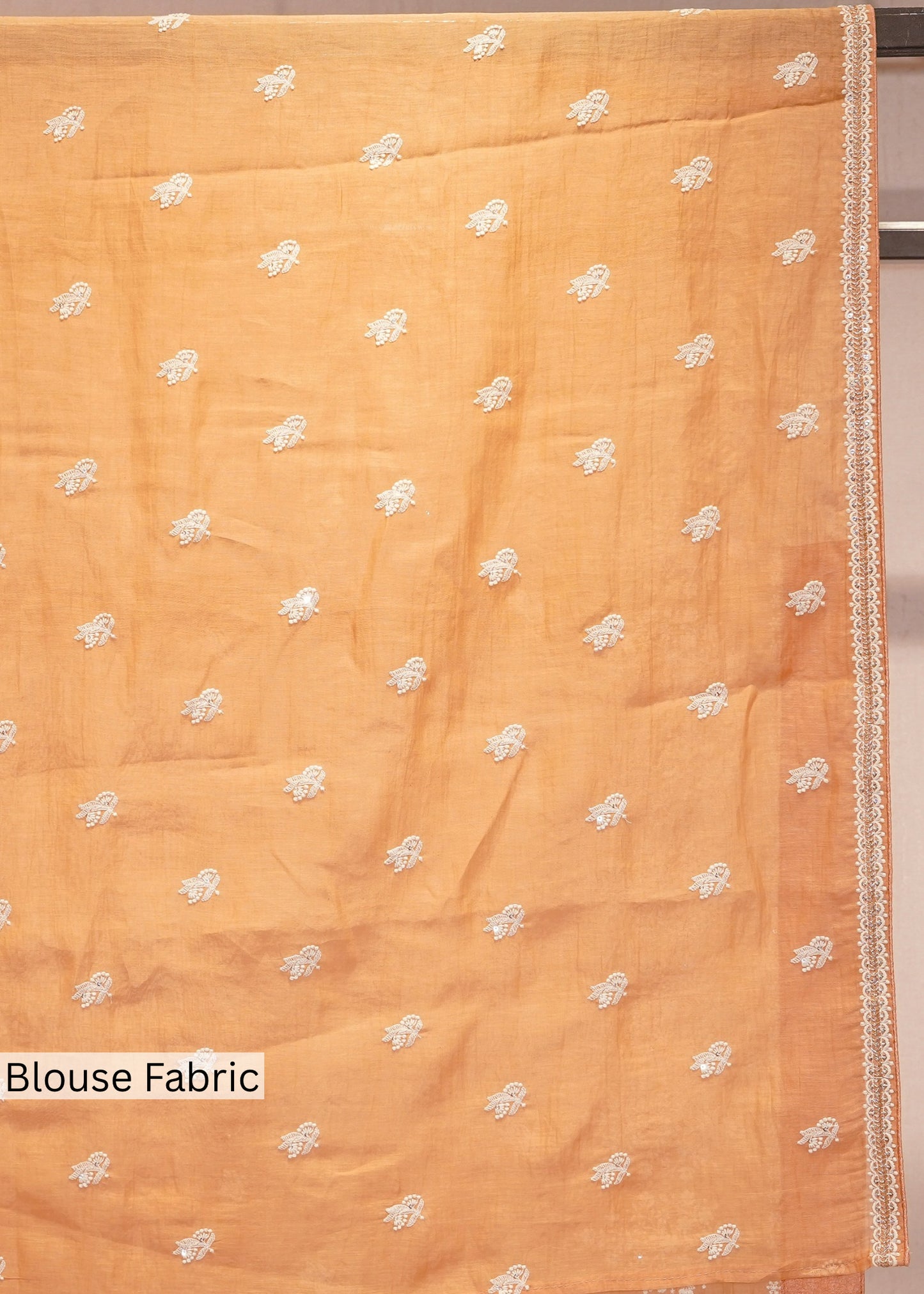 Rust Mul Cotton Thread Embroidered Saree with Unstitched Blouse