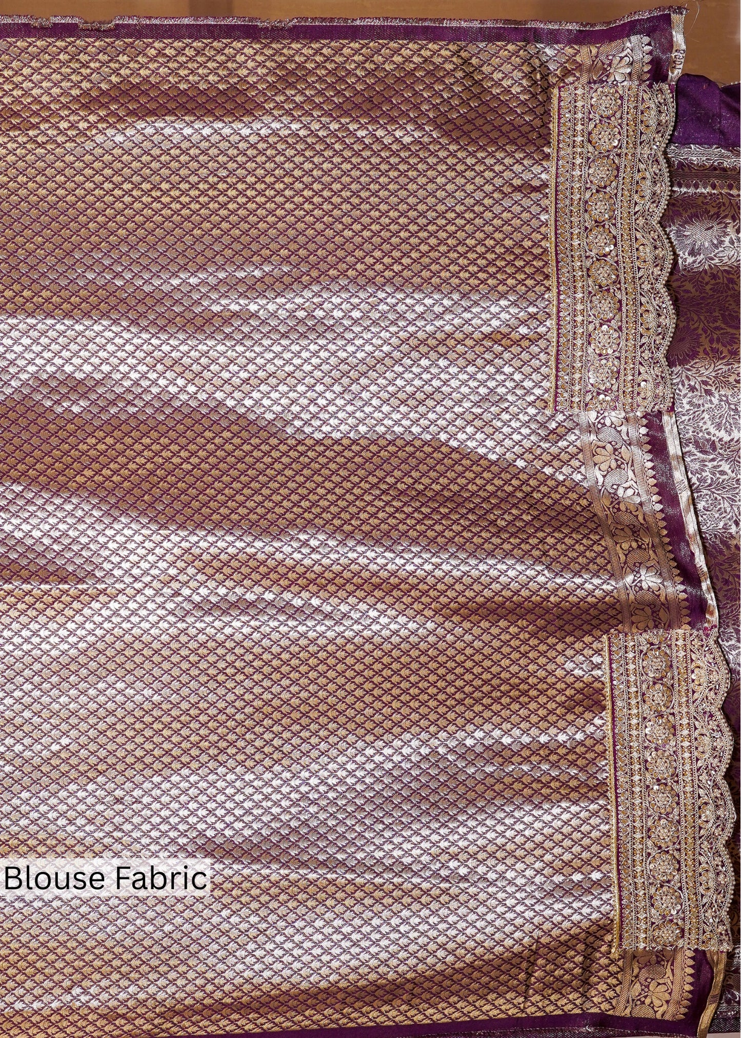 Wine Green Silk Bead Embroidered Border Saree with Unstitched Blouse