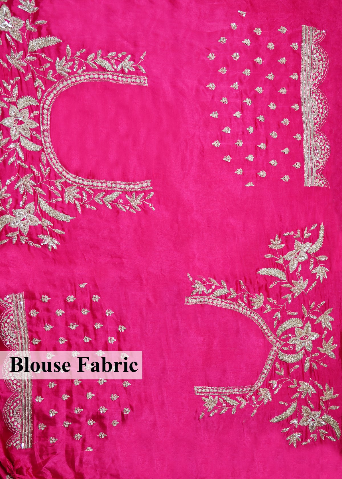 Gulzaar Pink Zari & Mooti Heavy Scallop Border Saree with Unstitched Blouse