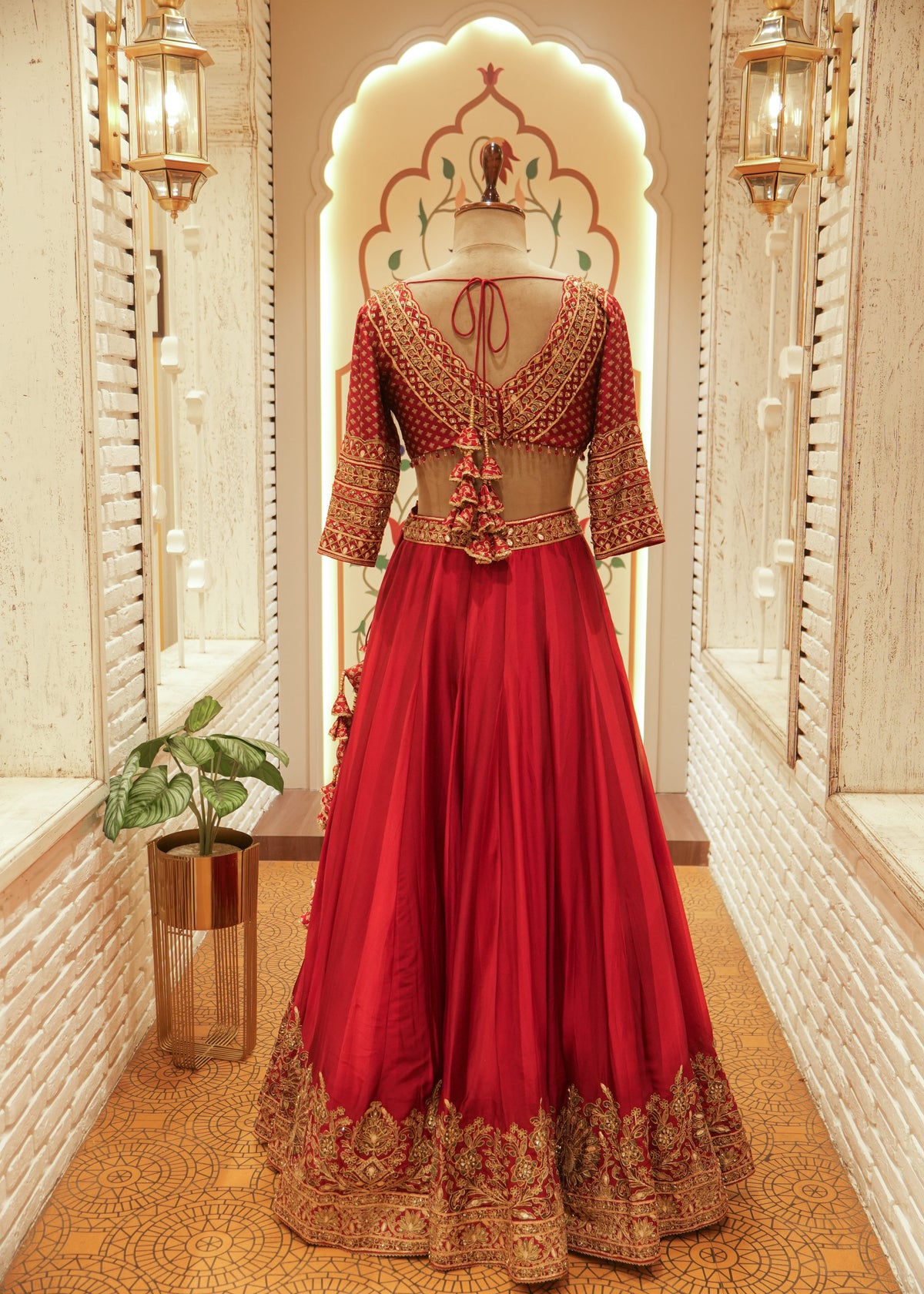 Aanya Crimson Red Raw Silk Bridal Lehenga Set with Dupatta