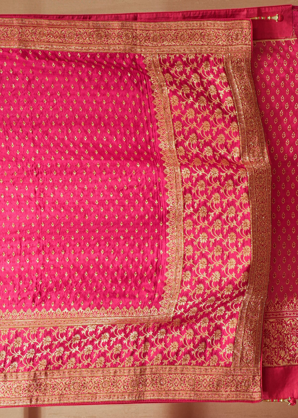 Ruhani Rani Booti Embroidered Dola Silk Saree with Unstitched Blouse