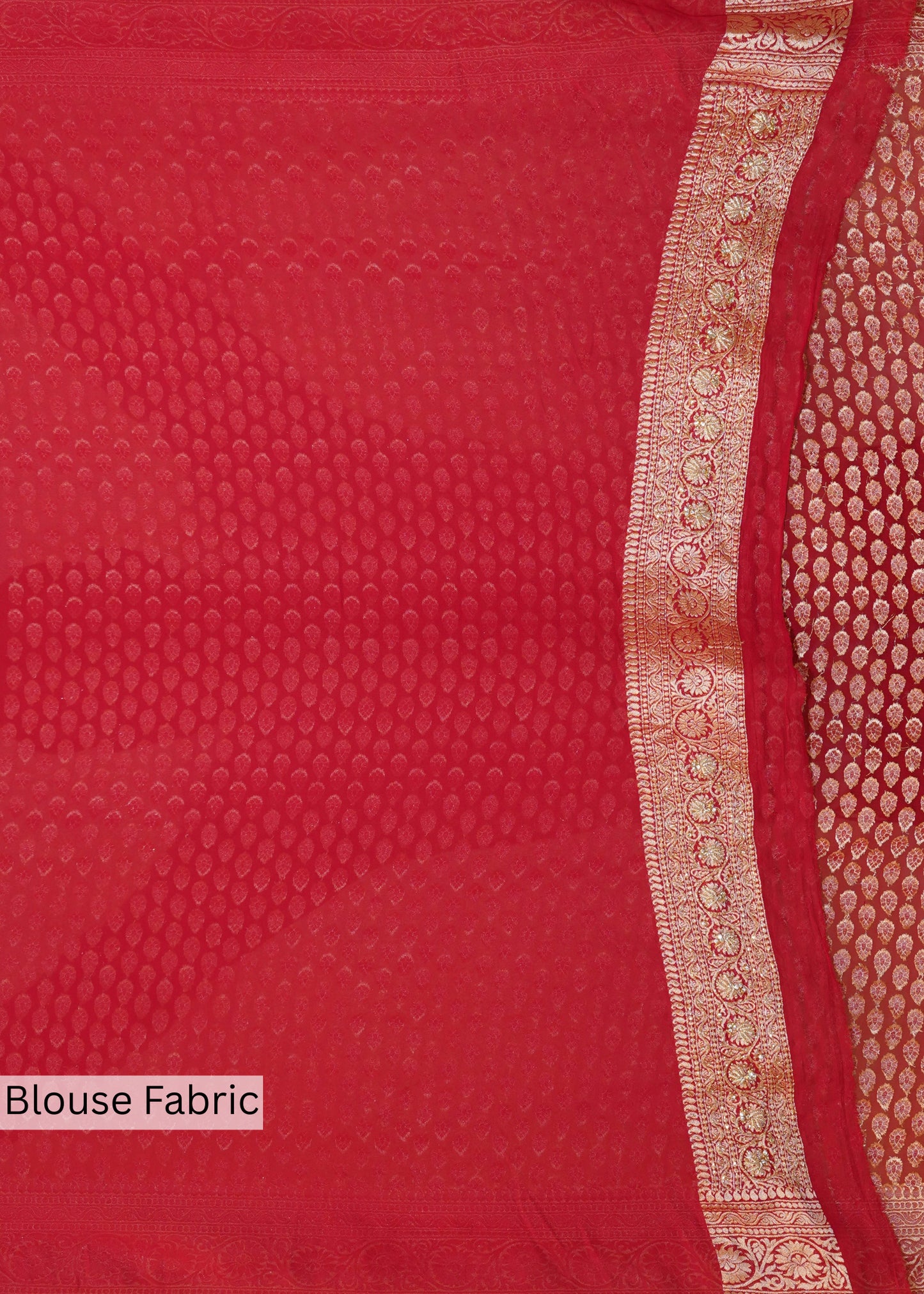 Red Khadi Georgette Saree with Zardozi Embroidery