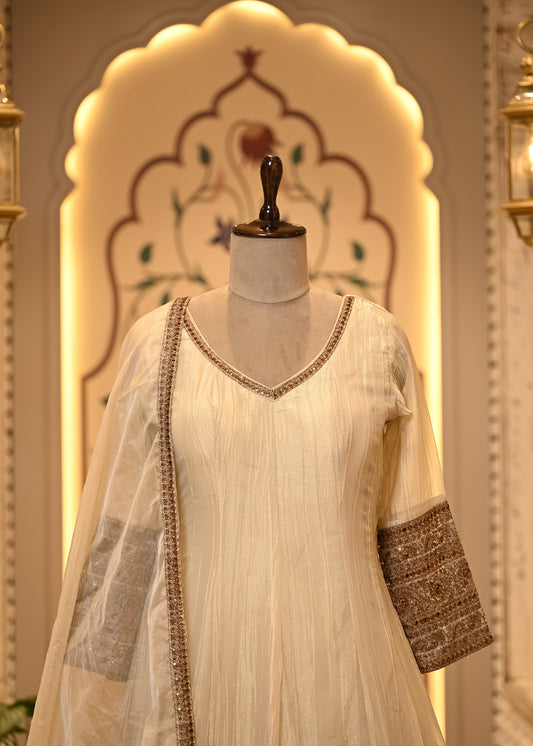 Innayat Ivory Long Anarkali Suit Set with Dupatta