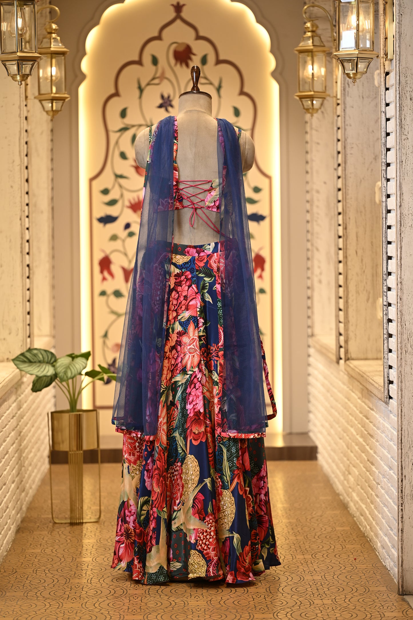 Kashni Tassel Boho Crop Top & Palazzo with Choker Dupatta