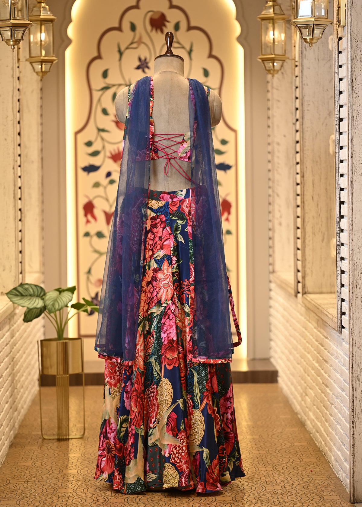 Kashni Tassel Boho Crop Top & Palazzo with Choker Dupatta