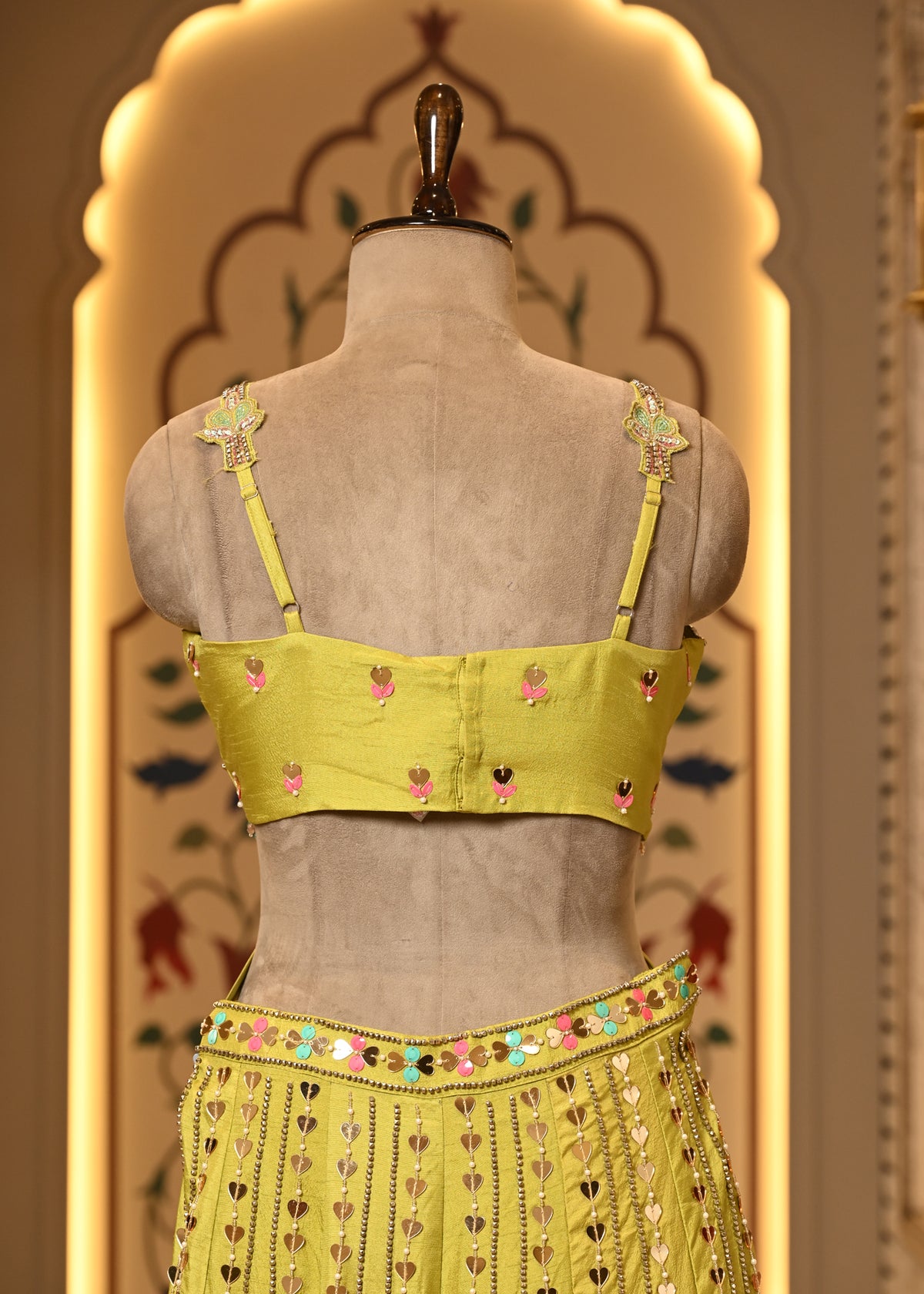 Daisy Yellow Carnival Crop Top with Pants & Choker Dupatta