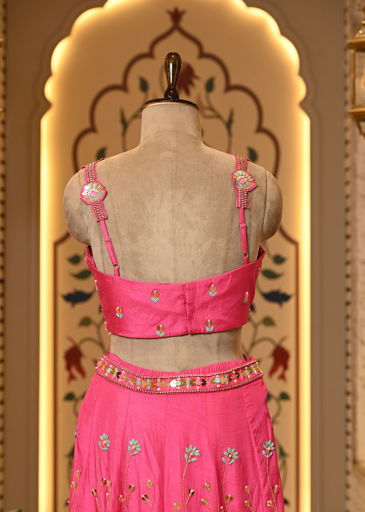 Pyaari Pink Carnival Crop Top with Pants & Dupatta