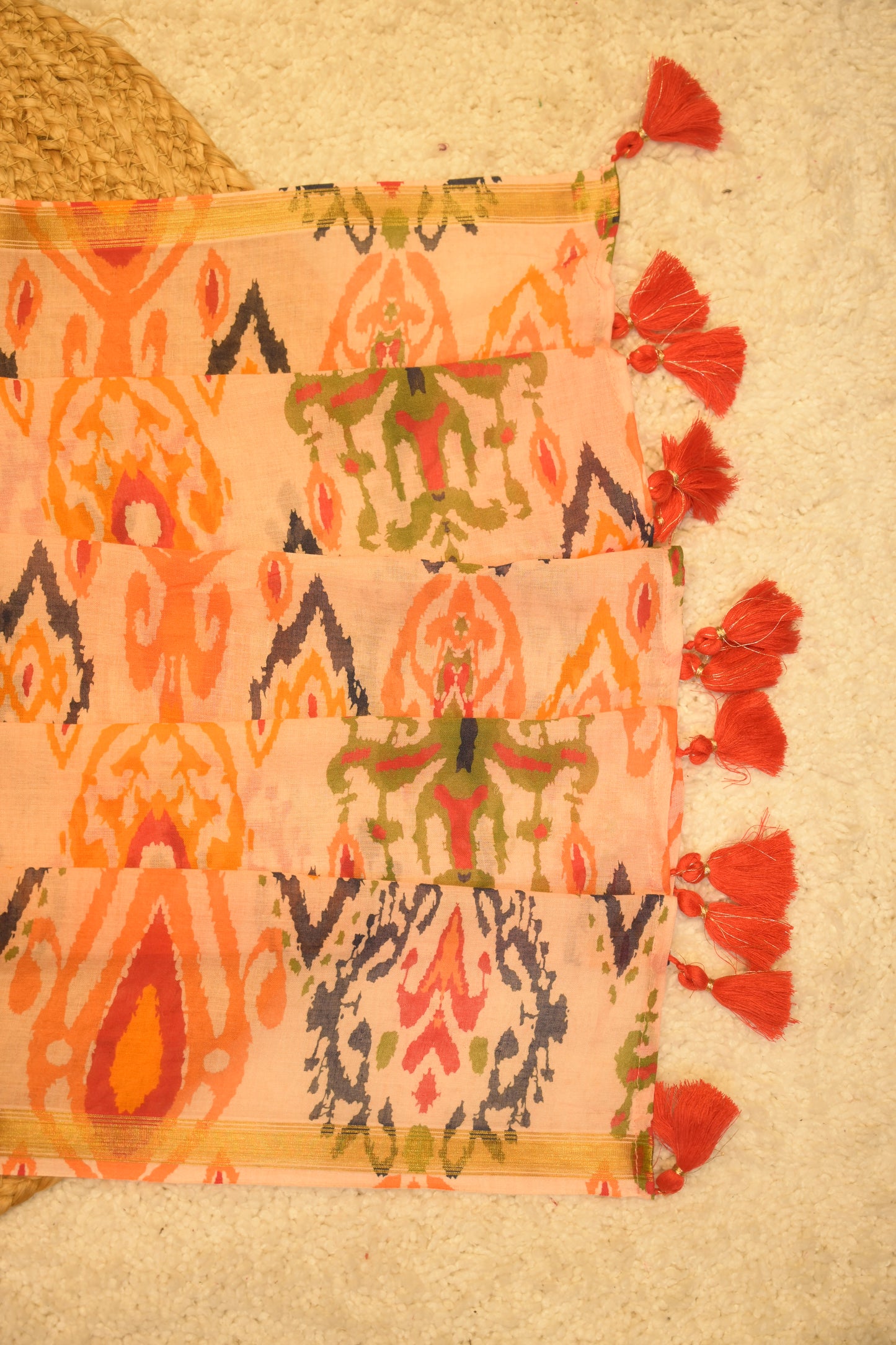 Pulki Orange Cotton Saree with Unstitched Blouse