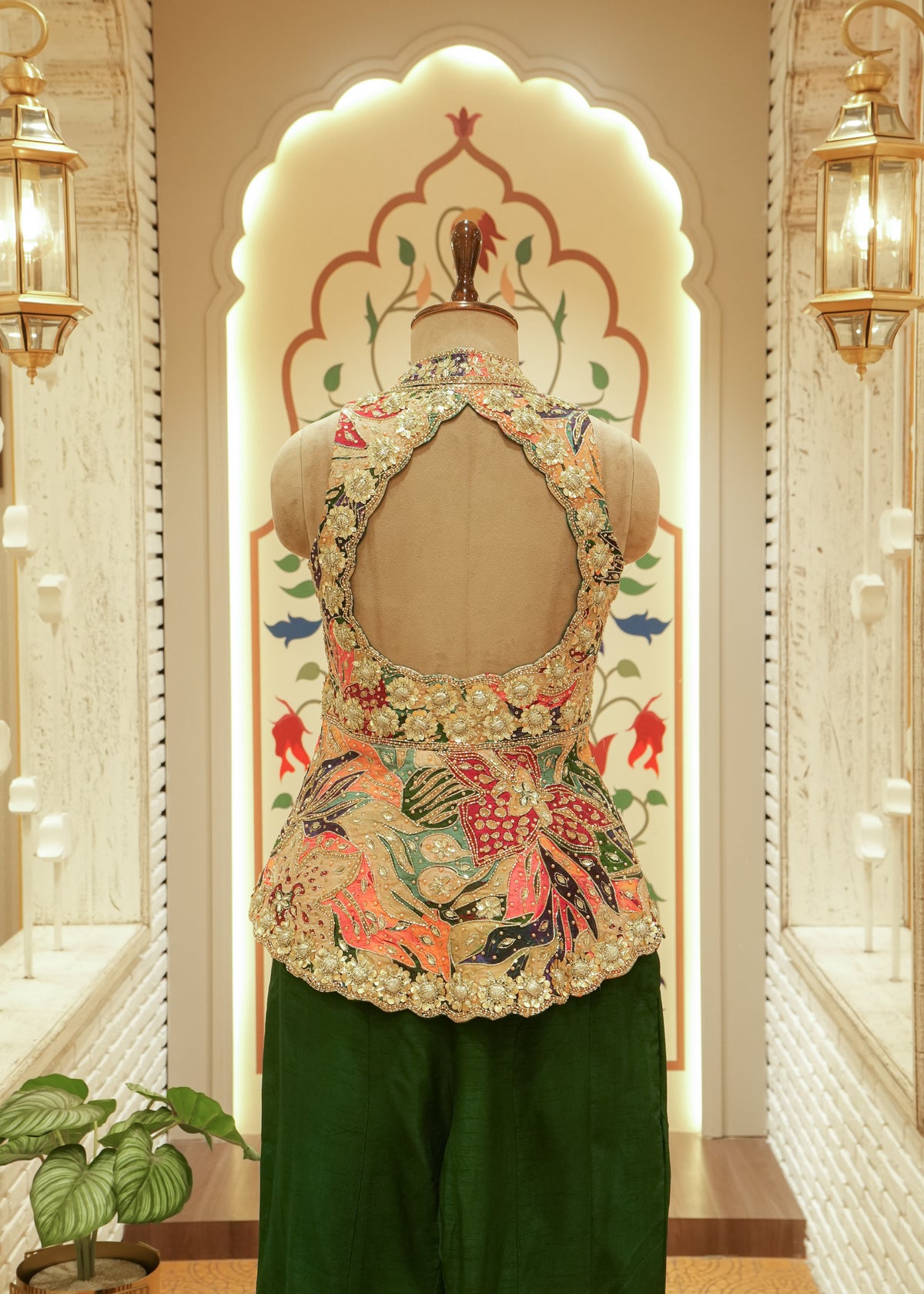 Noori Emerald Green Short Kurti Sharara Set
