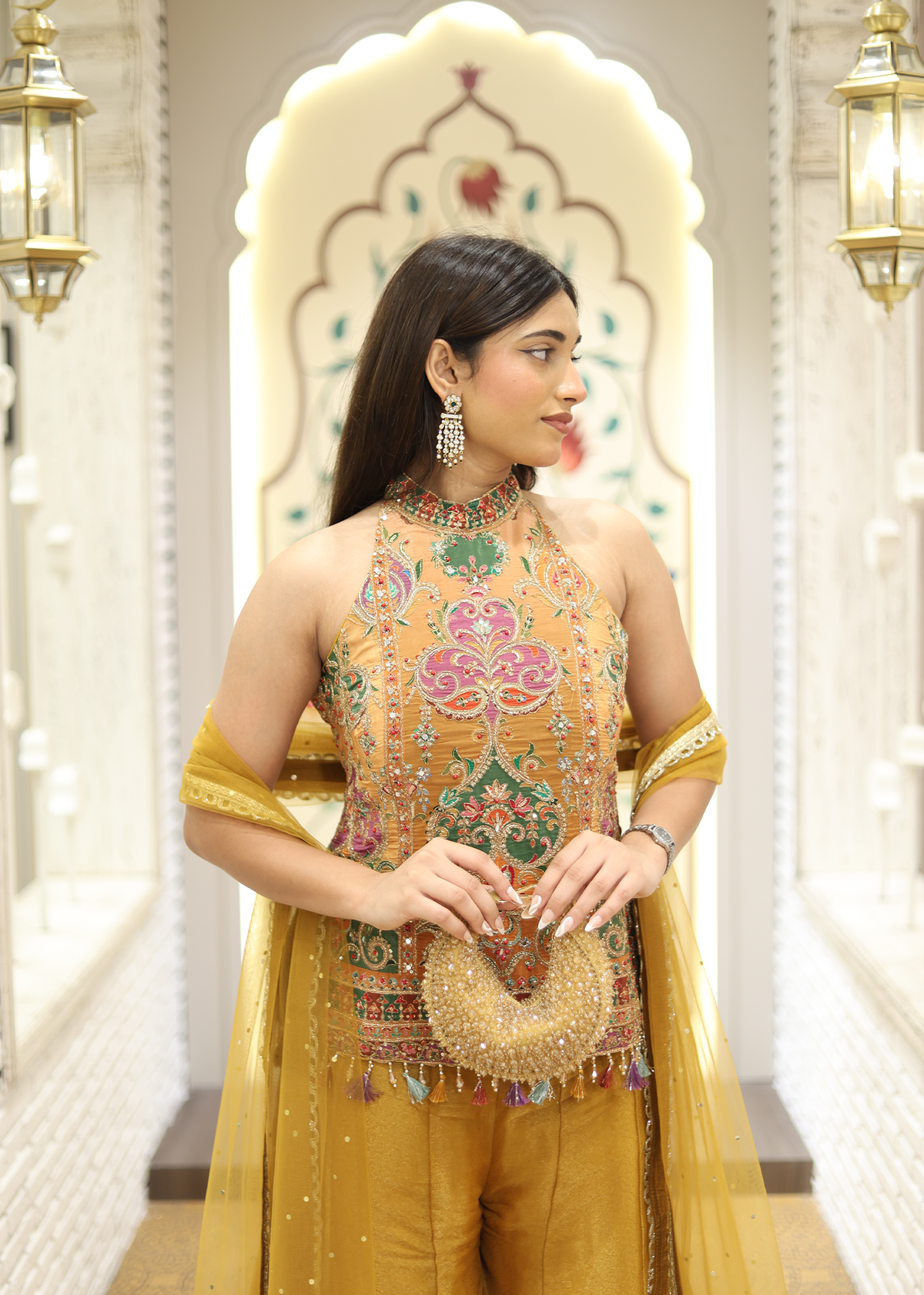 Noori Yellow Short Kurti Sharara Set with Dupatta