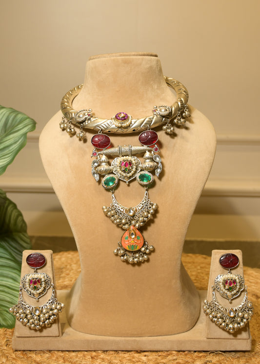 Roohani Silver Oxidised Set