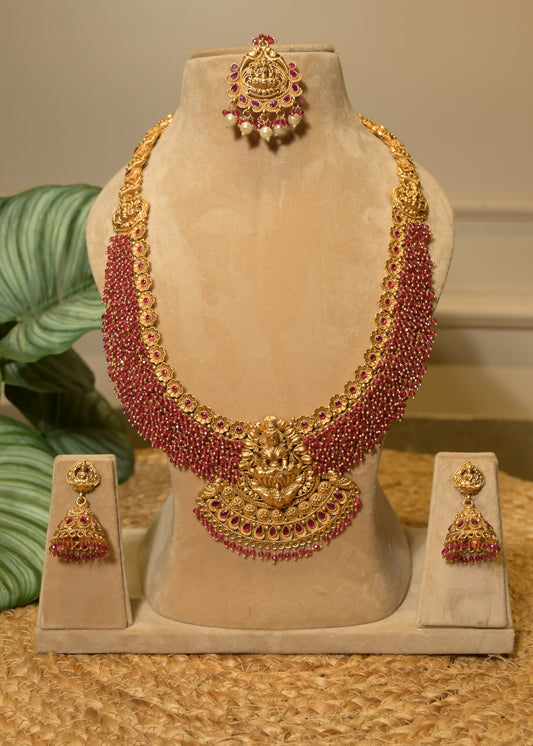Mahalaxmi Temple Ruby & Gold Set