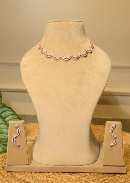 Leher AD Rose Gold Choker Set