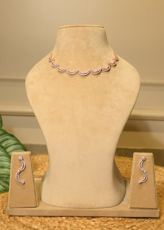 Leher AD Rose Gold Choker Set