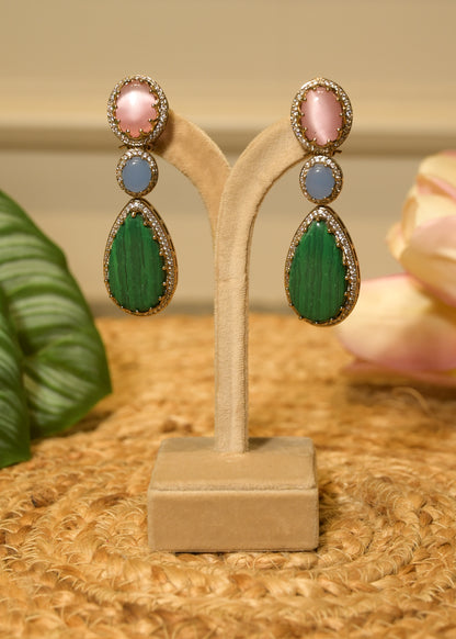 Emerald Blush Drop Dangles Earrings