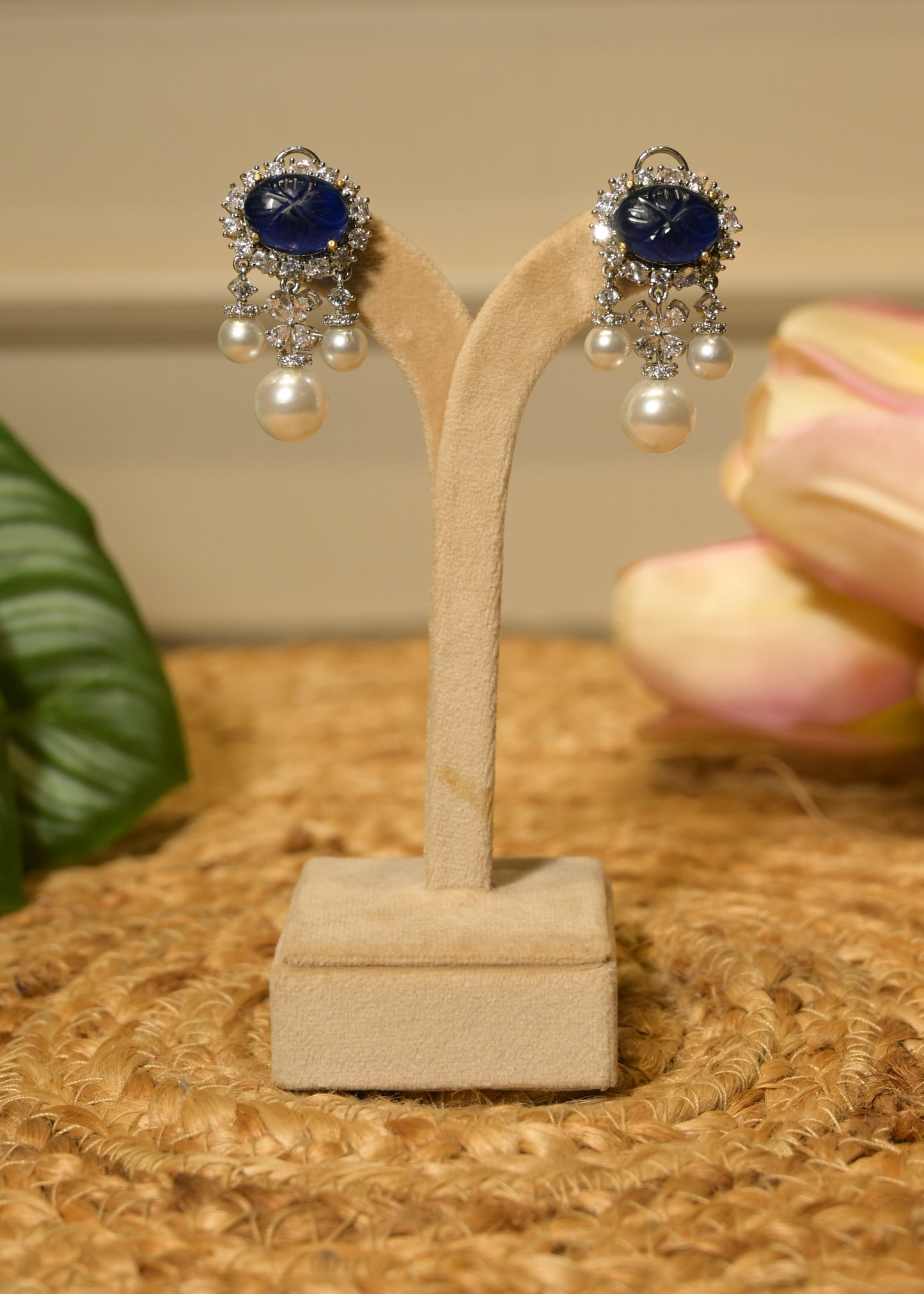 Neel Tara Royal Blue Pearl Drop Earrings