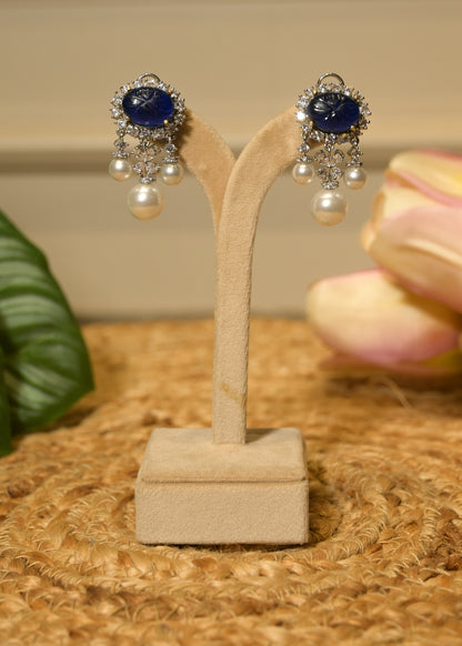 Neel Tara Royal Blue Pearl Drop Earrings