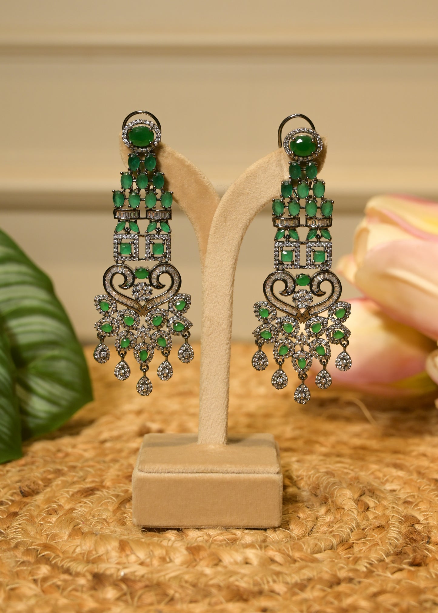 Jade Palace Heavy AD Earrings